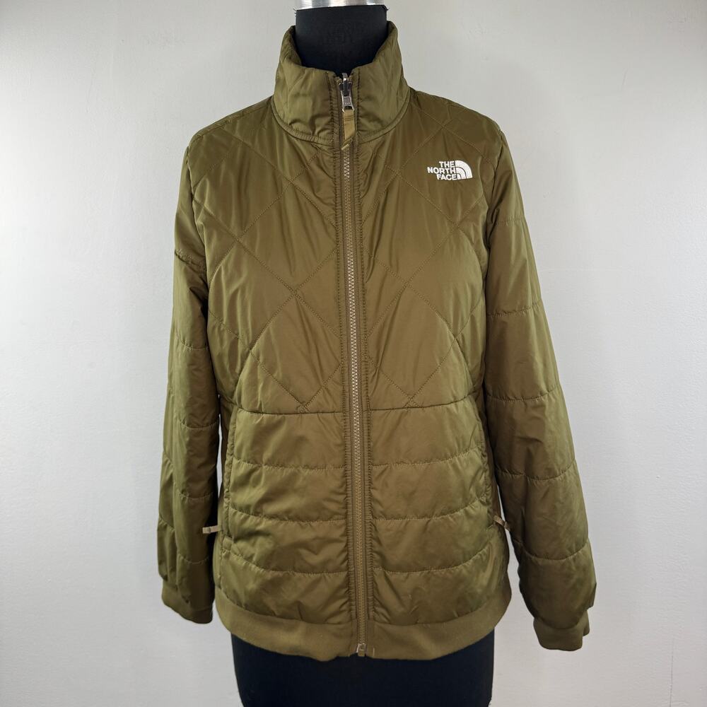 The North Face Olive Green Women's Insulated Jacket Quilted Full Zip Sz M Medium - Picture 2 of 9